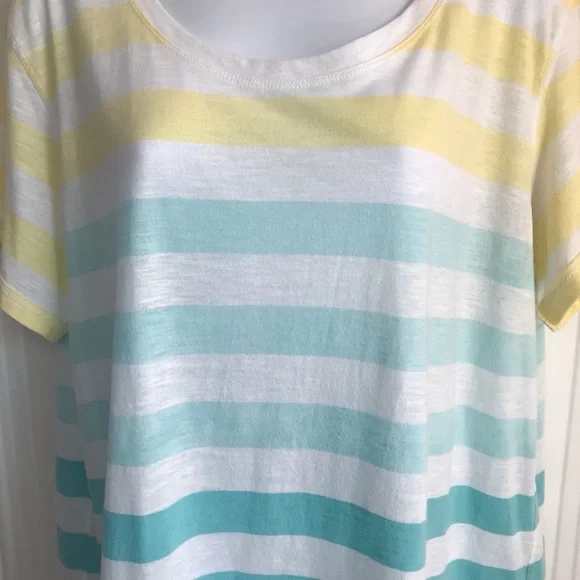 🔴 4/$15 a.n.a Yellow Teal White Stripe Short Sleeve Relaxed Fit T-Shirt size XL - Picture 3 of 14
